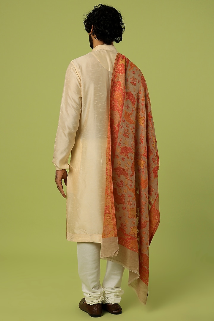 Burnt Orange Printed Shawl by Tromboo Men at Pernia's Pop Up Shop