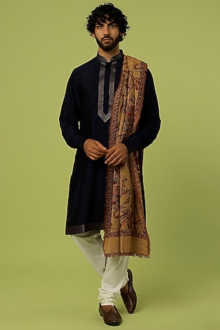 Gold & Maroon Handwoven Reversible Shawl by Tromboo Men