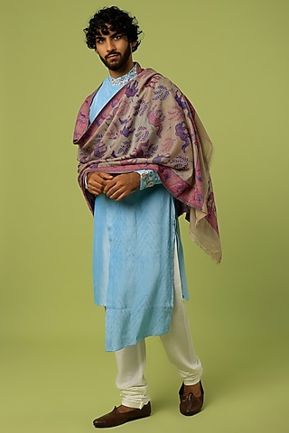 Pink & Beige Printed Shawl by Tromboo Men