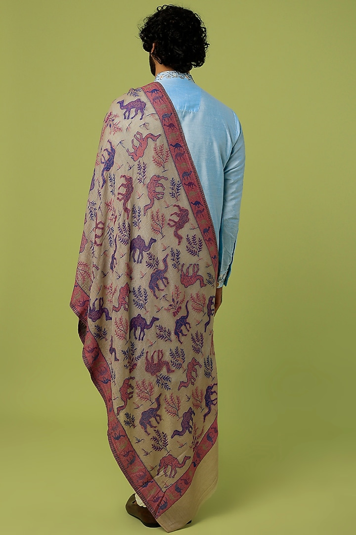 Pink & Beige Printed Shawl by Tromboo Men at Pernia's Pop Up Shop