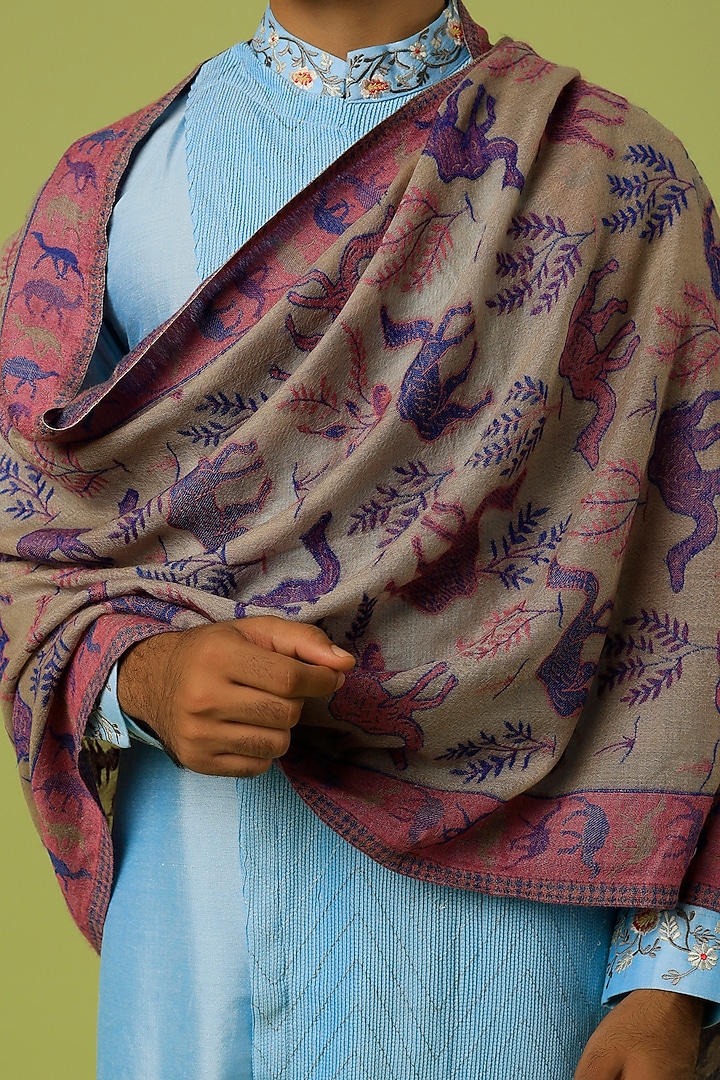 Pink & Beige Printed Shawl by Tromboo Men at Pernia's Pop Up Shop