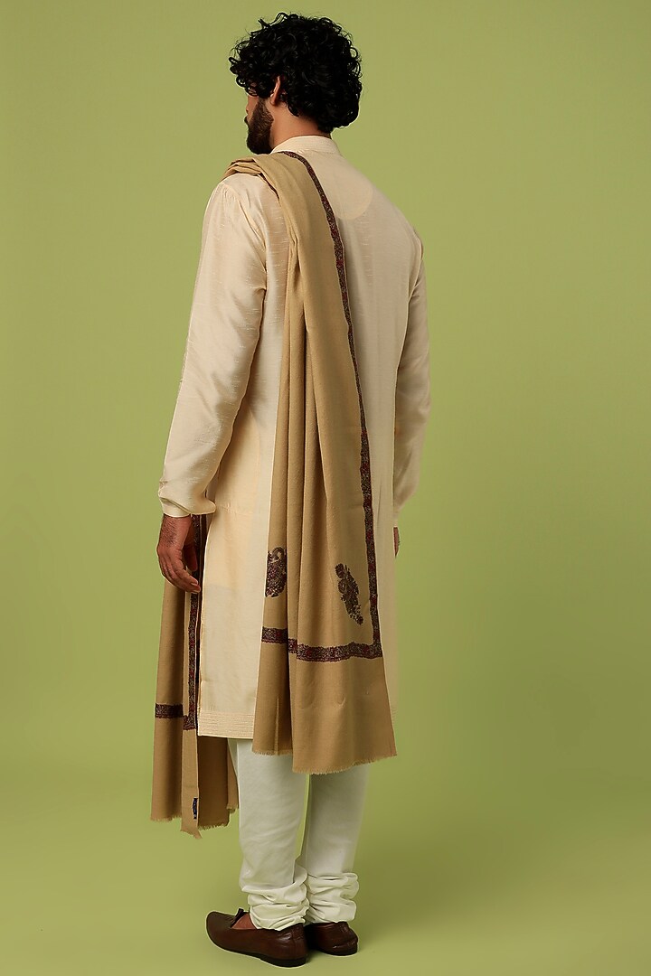 Classy Beige Embroidered Shawl by Tromboo Men at Pernia's Pop Up Shop