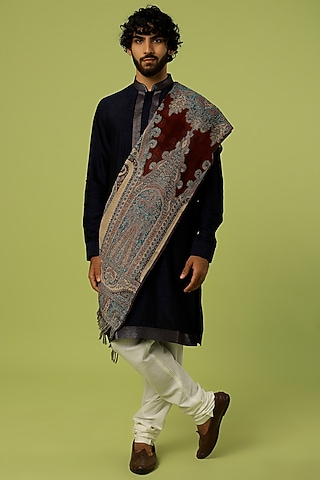 Marsala & Bright Yellow Shawl by Tromboo Men