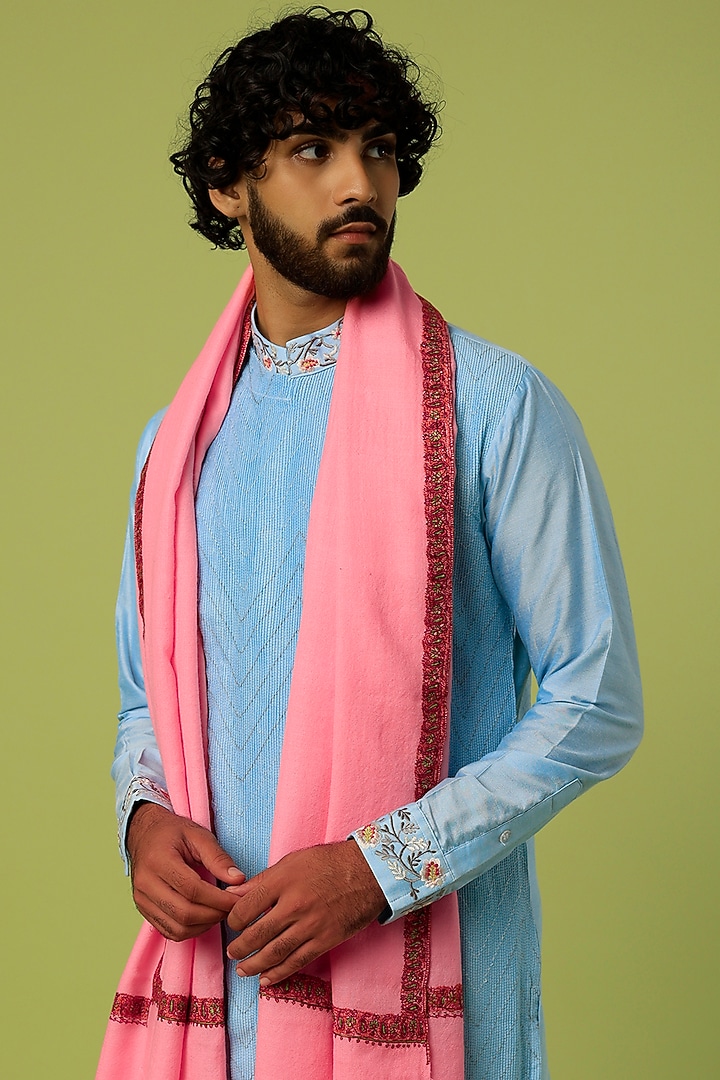 Pink Embroidered Shawl by Tromboo Men at Pernia's Pop Up Shop