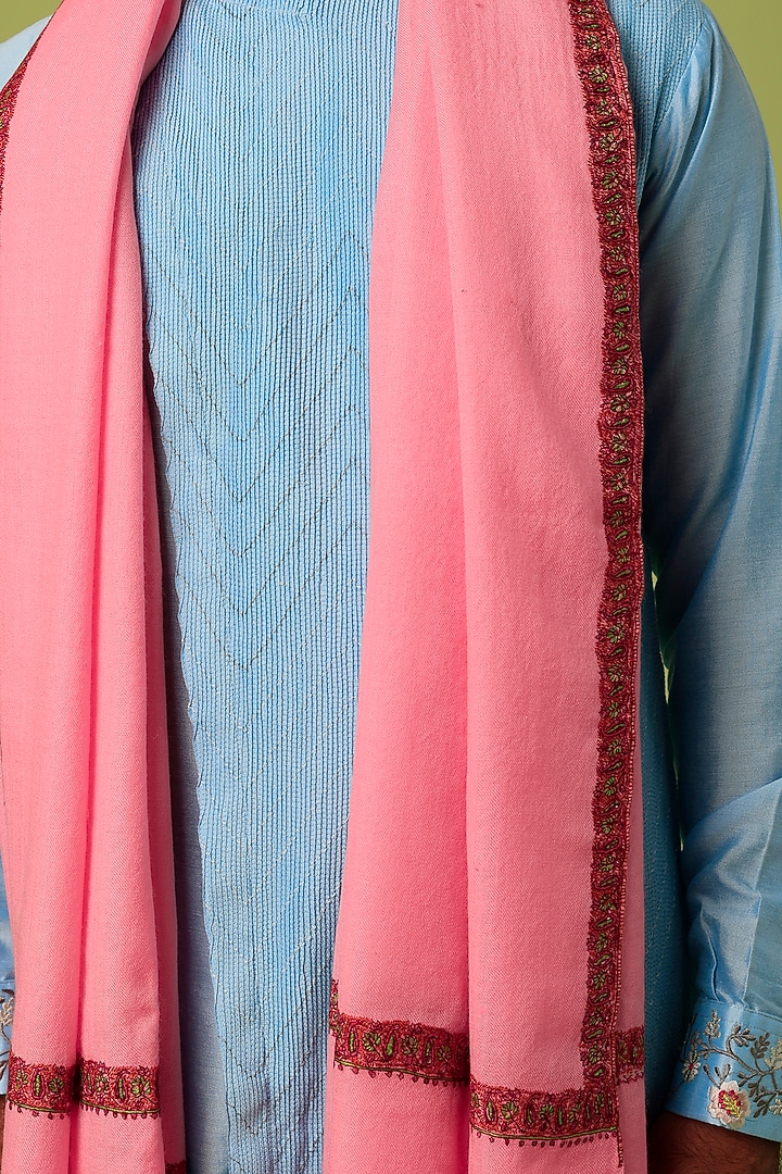 Pink Embroidered Shawl by Tromboo Men at Pernia's Pop Up Shop