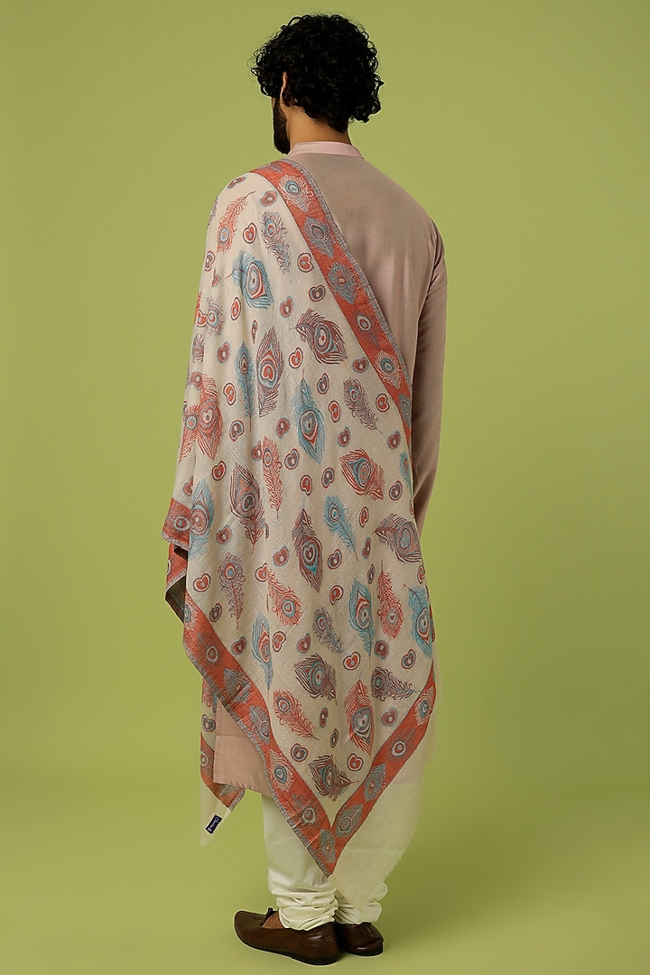 Ivory & Pink Cashmere Shawl by Tromboo Men at Pernia's Pop Up Shop