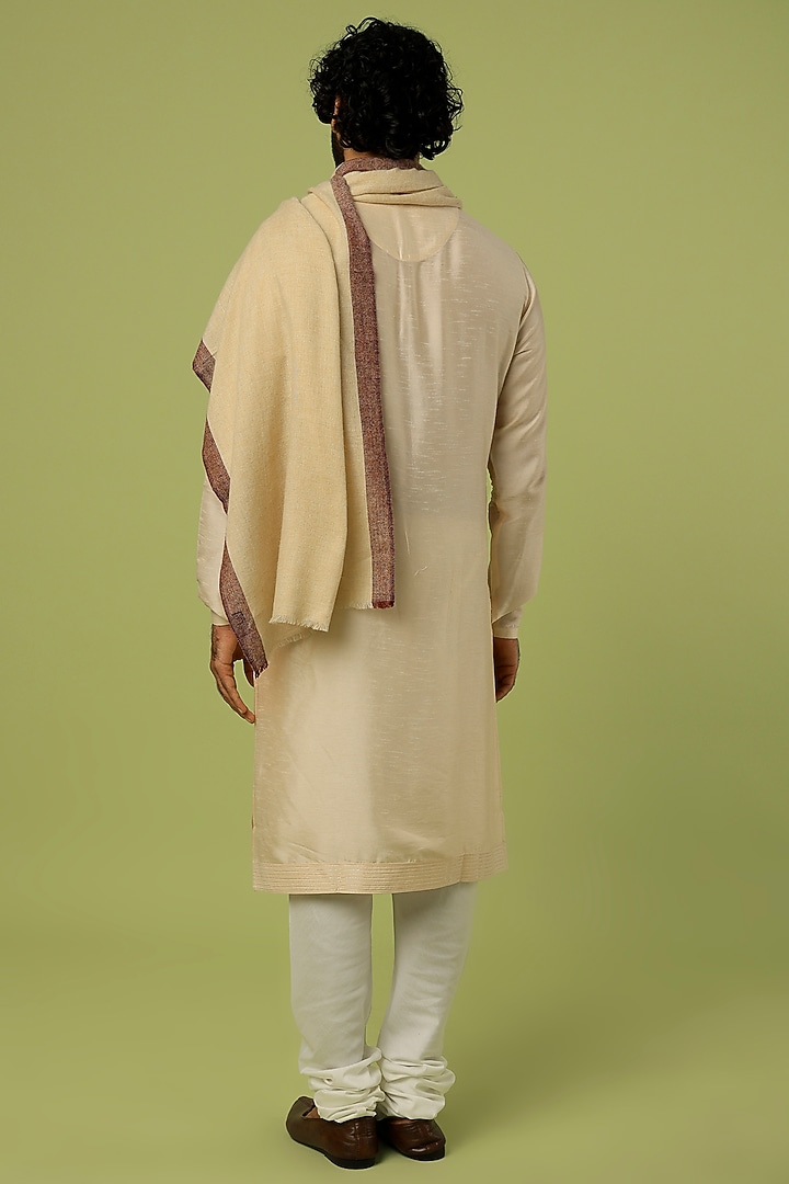 Beige Cashmere Shawl by Tromboo Men at Pernia's Pop Up Shop