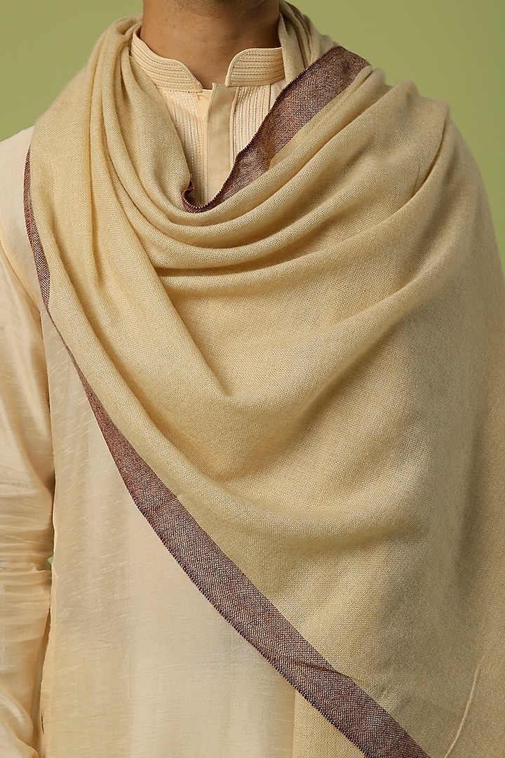 Beige Cashmere Shawl by Tromboo Men at Pernia's Pop Up Shop