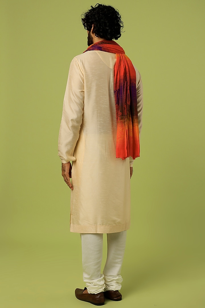 Orange Printed Shawl by Tromboo Men at Pernia's Pop Up Shop