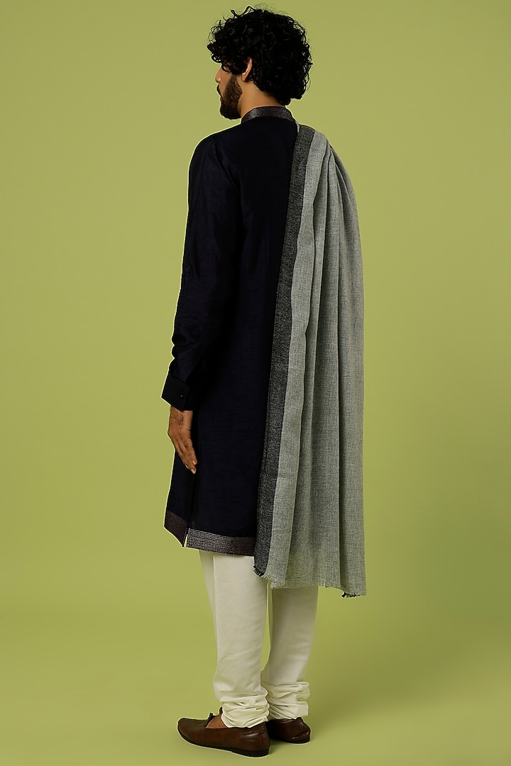 Grey & Black Cashmere Shawl by Tromboo Men at Pernia's Pop Up Shop