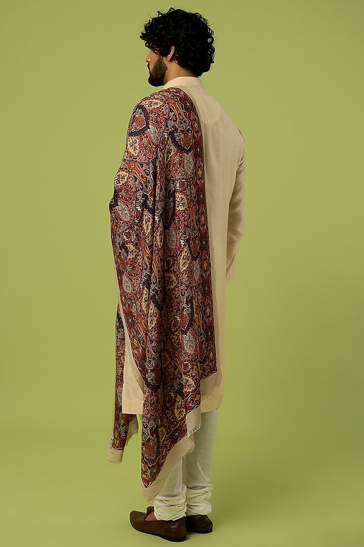 Beige Printed Shawl by Tromboo Men at Pernia's Pop Up Shop