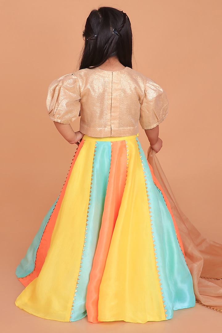 Multi-Colored Upada Silk Lehenga Set For Girls by TURQIDZ at Pernia's Pop Up Shop