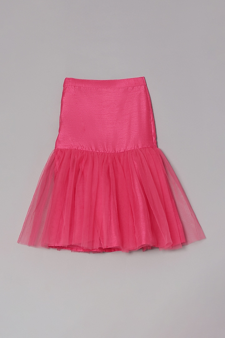 Hot Pink Dupion Silk & Net Lehenga Set For Girls by TURQIDZ at Pernia's Pop Up Shop