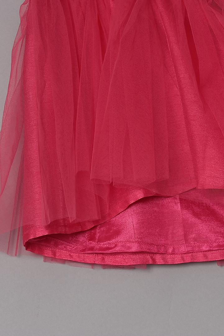Hot Pink Dupion Silk & Net Lehenga Set For Girls by TURQIDZ at Pernia's Pop Up Shop