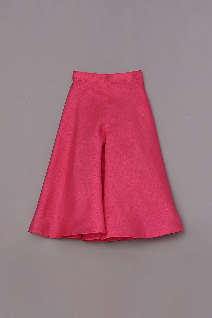 Hot Pink Dupion Silk & Camry Palazzo Pant Set For Girls by TURQIDZ at Pernia's Pop Up Shop