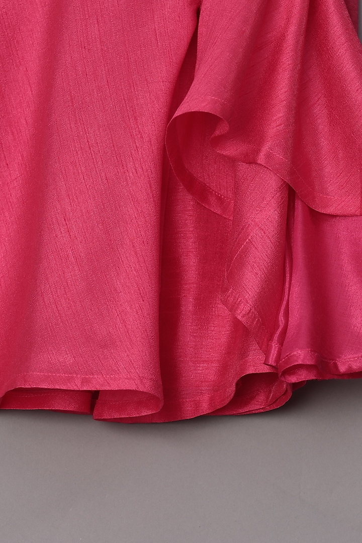 Hot Pink Dupion Silk & Camry Palazzo Pant Set For Girls by TURQIDZ at Pernia's Pop Up Shop