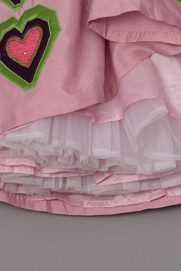 Lilac Dupion Silk Embroidered Lehenga Set For Girls by TURQIDZ at Pernia's Pop Up Shop