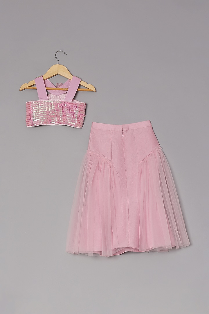 Lilac Dupion Silk & Organza Embroidered Lehenga Set For Girls by TURQIDZ at Pernia's Pop Up Shop