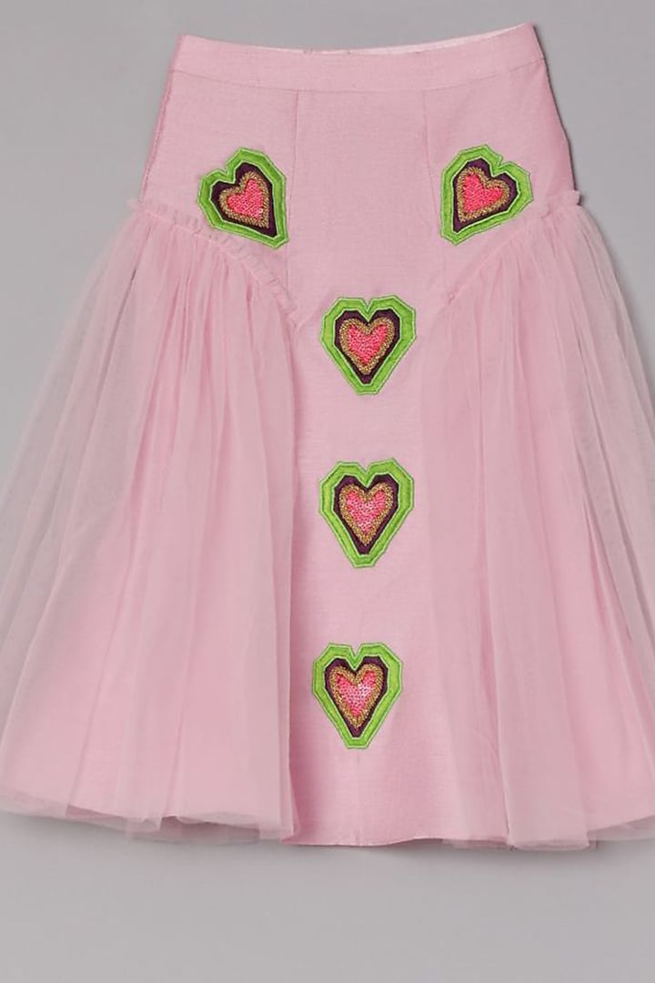 Lilac Dupion Silk & Organza Embroidered Lehenga Set For Girls by TURQIDZ at Pernia's Pop Up Shop