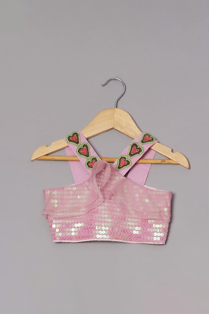 Lilac Dupion Silk & Organza Embroidered Lehenga Set For Girls by TURQIDZ at Pernia's Pop Up Shop