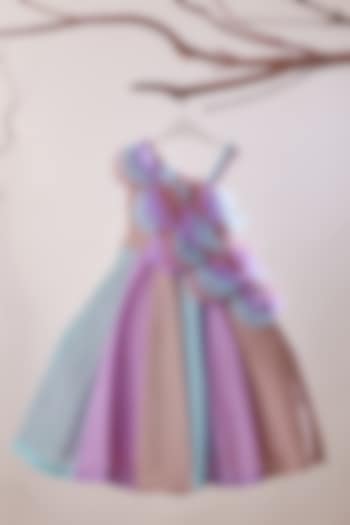 Multi-Colored Upada Silk Dress for Girls by TURQIDZ