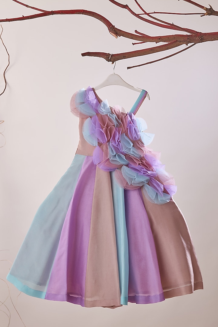 Multi-Colored Upada Silk Dress for Girls by TURQIDZ