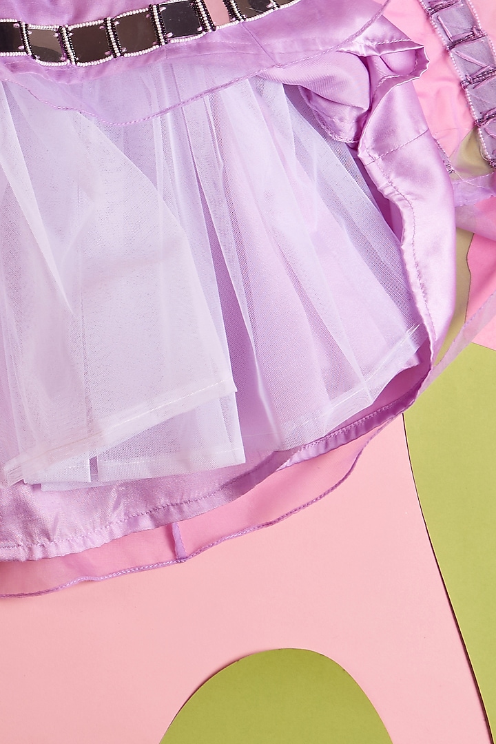 Lilac Upada Silk & Satin Hand Embroidered Lehenga Set For Girls by TURQIDZ at Pernia's Pop Up Shop