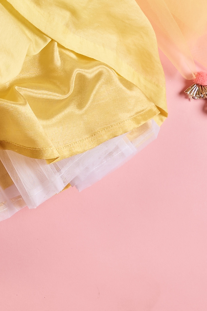 Yellow Chanderi Gown For Girls by TURQIDZ at Pernia's Pop Up Shop