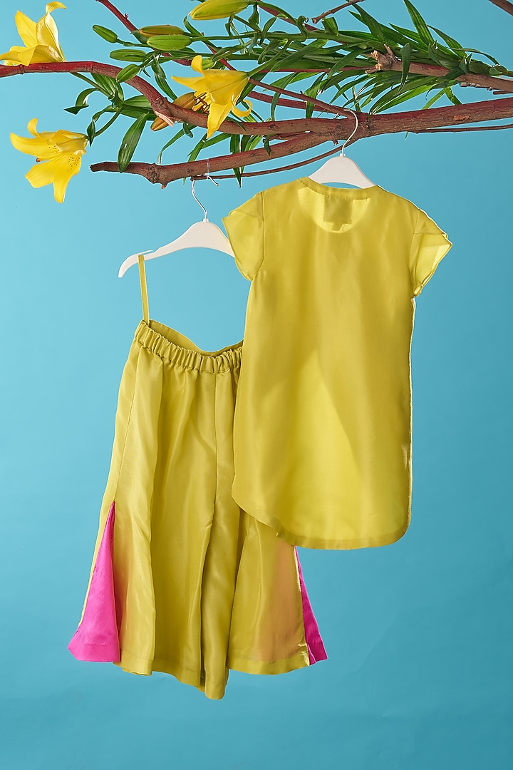 Mint Green Upada Silk Sharara Set For Girls by TURQIDZ at Pernia's Pop Up Shop