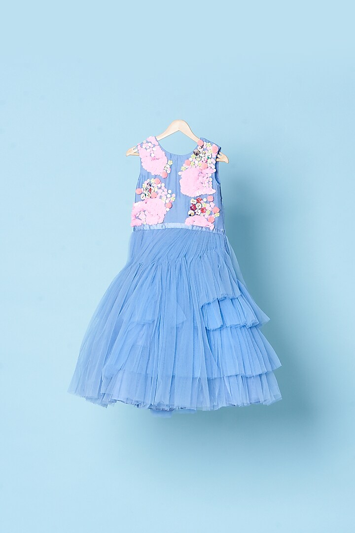 Powder Blue Embroidered Gown For Girls by TURQIDZ