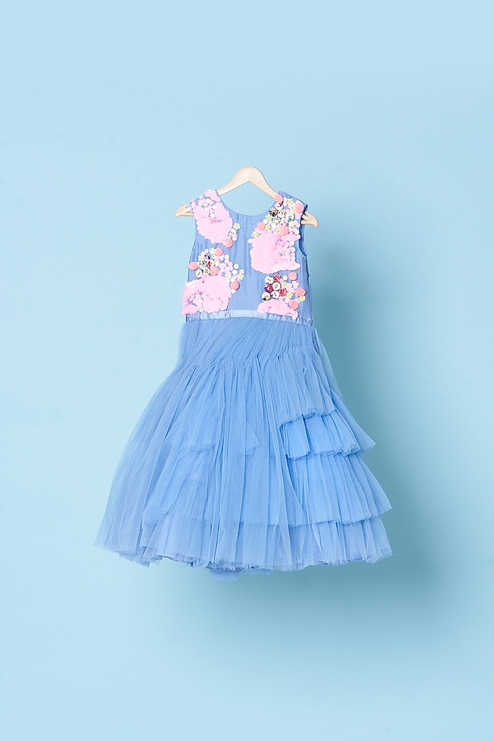 Powder Blue Embroidered Gown For Girls by TURQIDZ at Pernia's Pop Up Shop