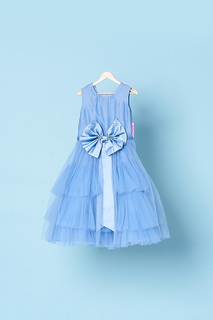 Powder Blue Embroidered Gown For Girls by TURQIDZ at Pernia's Pop Up Shop