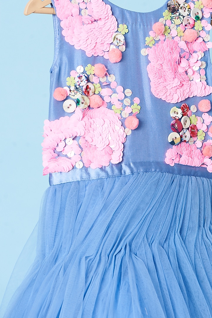 Powder Blue Embroidered Gown For Girls by TURQIDZ at Pernia's Pop Up Shop