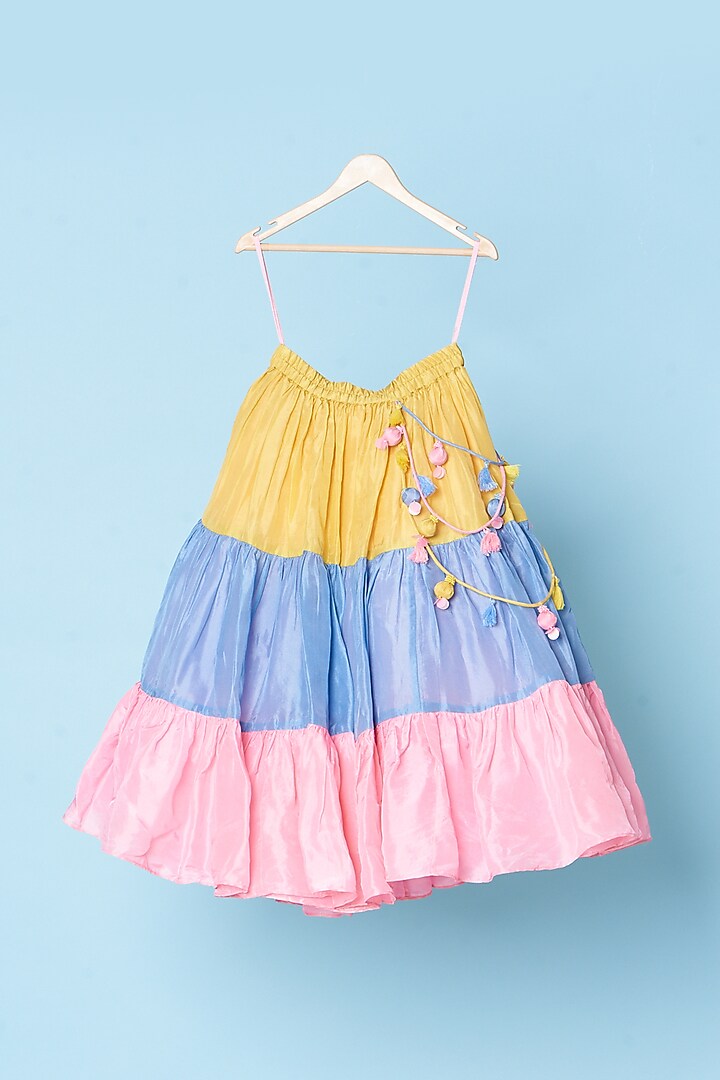 Multi-Colored Upada Silk Lehenga Set For Girls by TURQIDZ at Pernia's Pop Up Shop