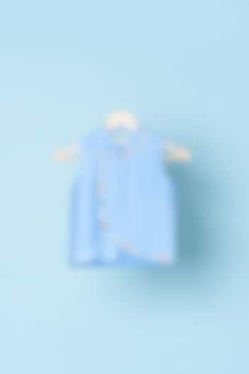 Powder Blue Embroidered Nehru Jacket For Boys by TURQIDZ