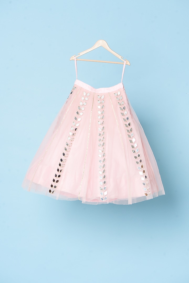 Baby Pink Embroidered Lehenga Set For Girls by TURQIDZ at Pernia's Pop Up Shop