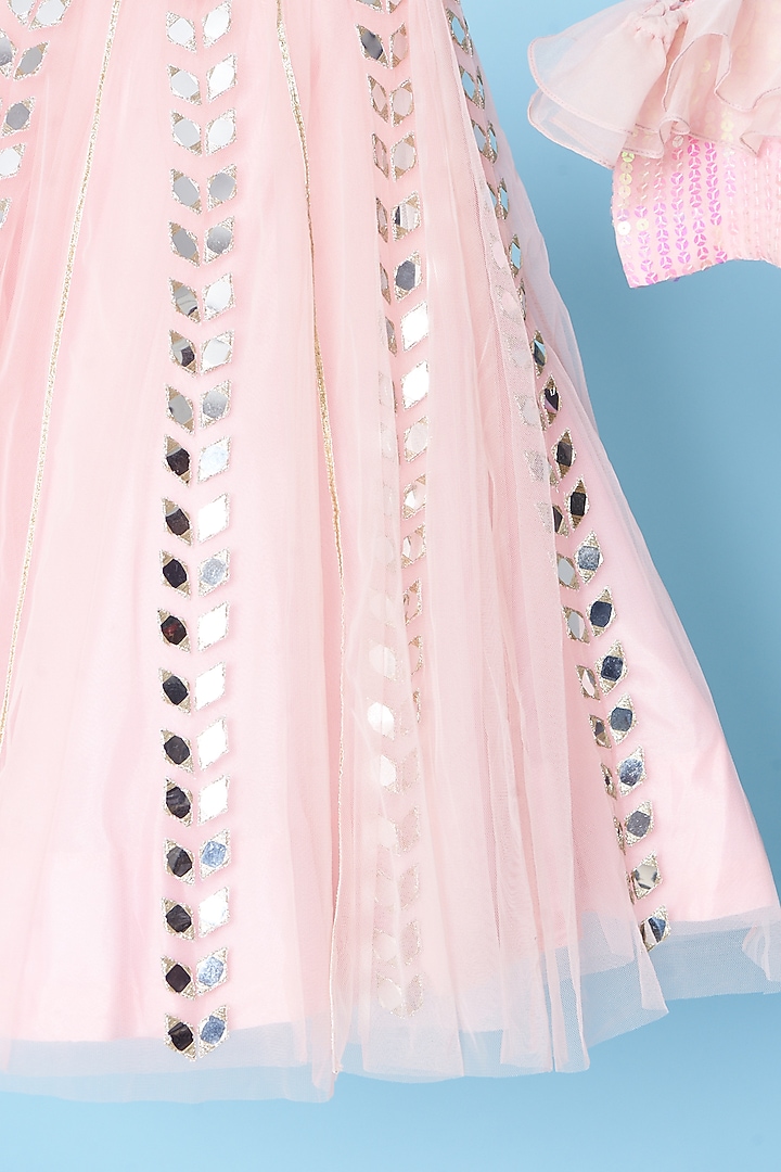 Baby Pink Embroidered Lehenga Set For Girls by TURQIDZ at Pernia's Pop Up Shop