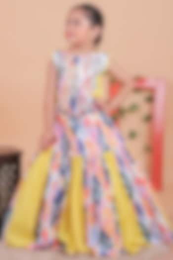 Multi-Colored Cotton Color-Blocked Lehenga Set For Girls by TURQIDZ at Pernia's Pop Up Shop