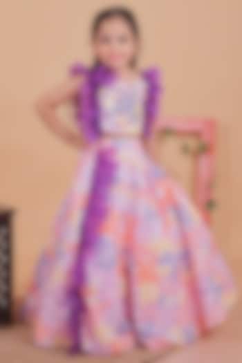 Multi-Colored Cotton Ruffled Lehenga Set For Girls by TURQIDZ at Pernia's Pop Up Shop