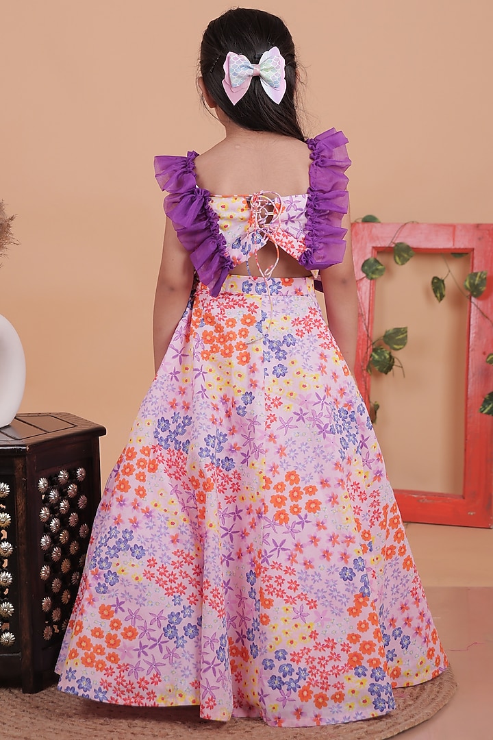 Multi-Colored Cotton Ruffled Lehenga Set For Girls by TURQIDZ at Pernia's Pop Up Shop