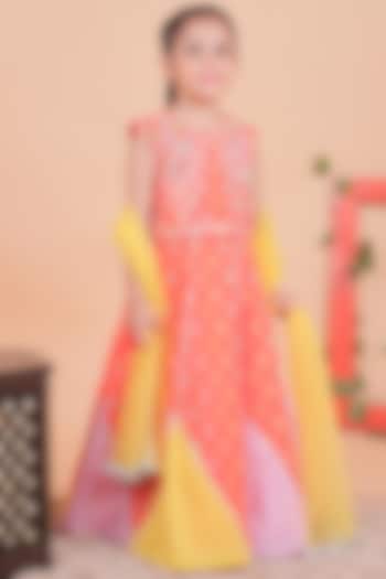 Multi-Colored Cotton Color-Blocked Lehenga Set For Girls by TURQIDZ at Pernia's Pop Up Shop