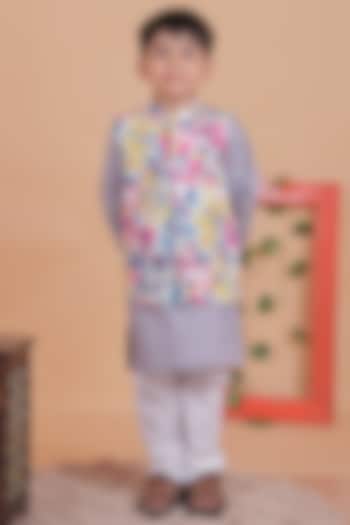 Multi-Colored Cotton Embroidered Jacket Set For Boys by TURQIDZ at Pernia's Pop Up Shop