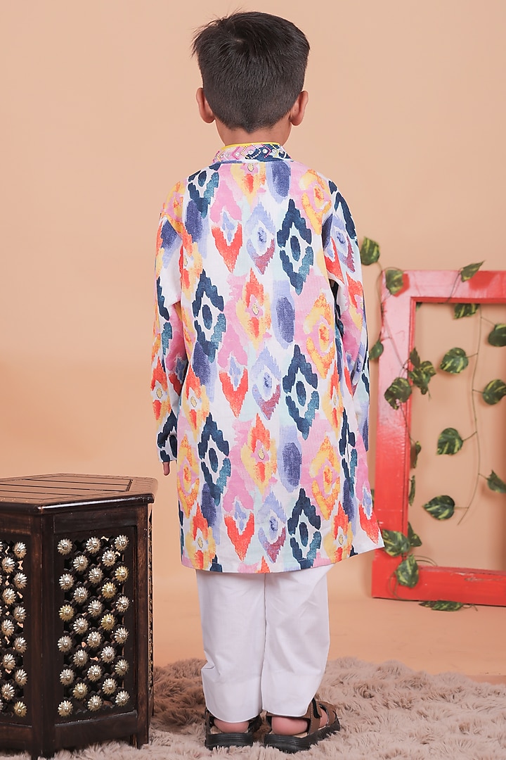 Multi-Colored Cotton Embellished Kurta Set For Boys by TURQIDZ at Pernia's Pop Up Shop