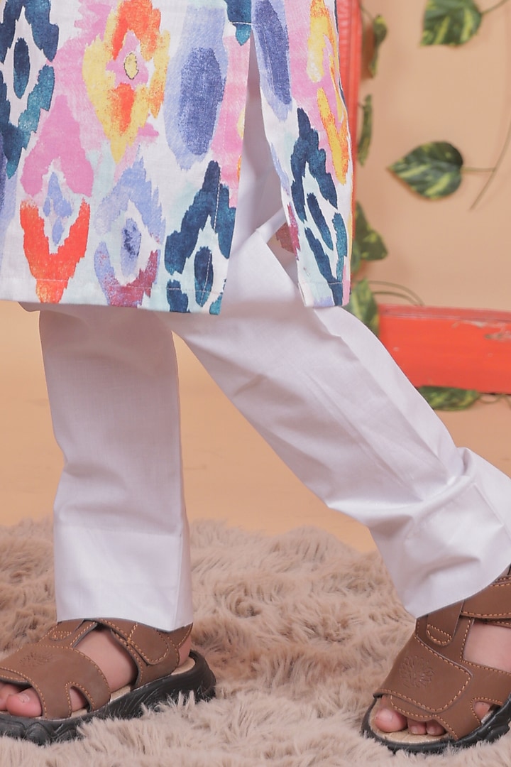 Multi-Colored Cotton Embellished Kurta Set For Boys by TURQIDZ at Pernia's Pop Up Shop