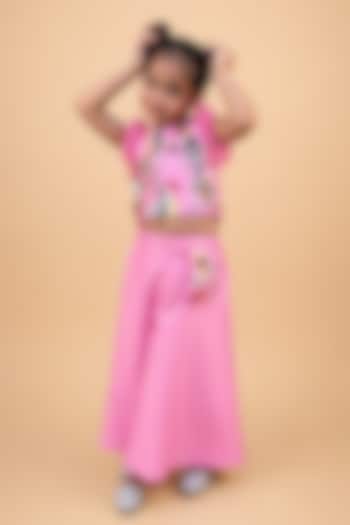 Bubblegum Pink Dupion Silk Embroidered Co-Ord Set For Girls by TURQIDZ at Pernia's Pop Up Shop