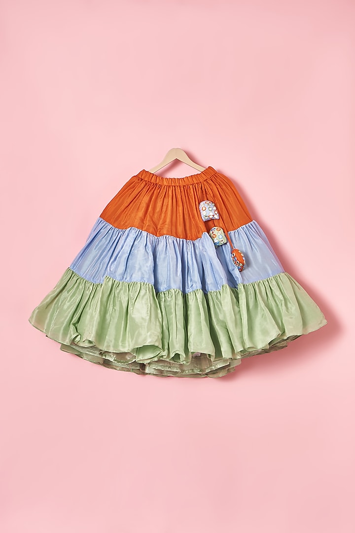 Multi-Colored Upada Silk Lehenga Set For Girls by TURQIDZ at Pernia's Pop Up Shop