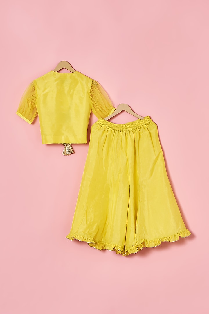 Yellow Georgette Sharara Set For Girls by TURQIDZ at Pernia's Pop Up Shop
