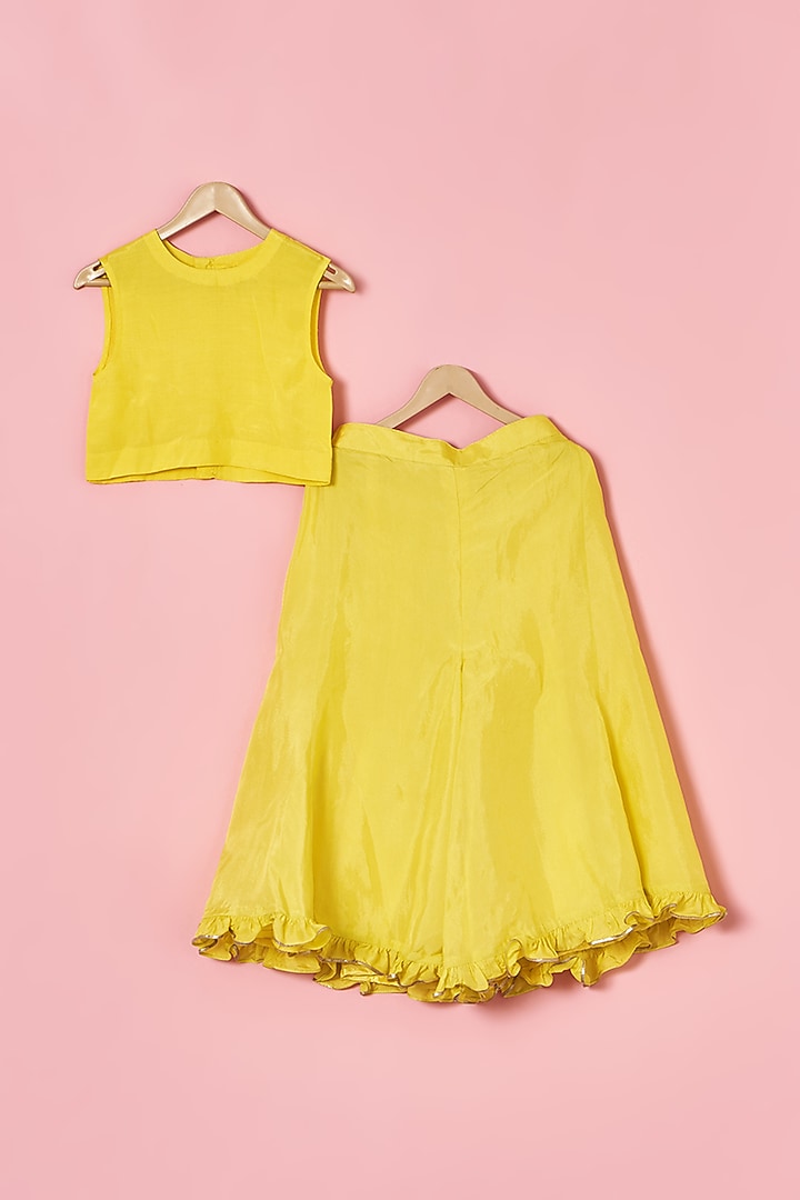 Yellow Georgette Sharara Set For Girls by TURQIDZ at Pernia's Pop Up Shop