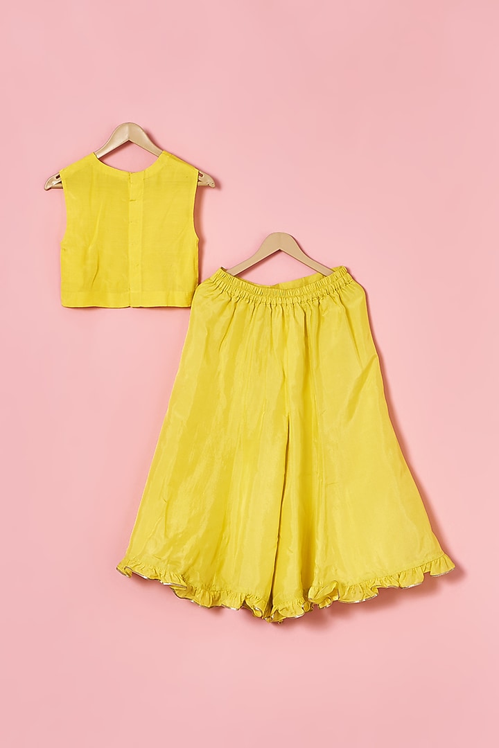 Yellow Georgette Sharara Set For Girls by TURQIDZ at Pernia's Pop Up Shop