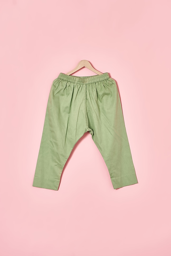 Sage Green Chanderi Embroidered Kurta Set For Boys by TURQIDZ at Pernia's Pop Up Shop